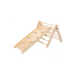 Katehaa triangle d?activit montessori en bois avec mur d?escalade - 120 x 72 x 62 cm