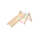 Katehaa triangle d?activit avec mur d?escalade et chelle montessori - 120 x 72 x 62 cm