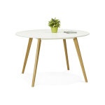 Kokoon design table  manger ronde en bois camden blanc  120 cm