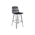 Kokoon design tabouret de bar mi - hauteur en mtal et rotin liano mini