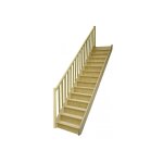 Levigne escalier droit entaill en sapin avec contremarches et rampe 2, 85 m