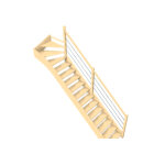 Levigne rampe 3 lisses pour escalier quart tournant haut bois 288 cm ola
