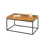 Maderland table basse bois de pin massif et acier nathalie ? 100 x 60 x 51 cm