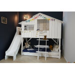 Mathy by bols lit cabane superpos en bois brut avec toboggan ? 90 x 190 cm