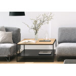 My modern home table basse carr�e en acier et bois massif brick ? 90 x 90 x 45 cm