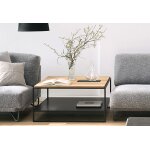 My modern home table basse carre en acier et bois massif brick ? 90 x 90 x 45 cm