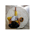 Panapufa tapis rond en laine tricot  la main mosha