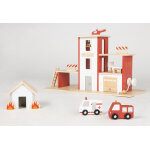 Pinolino caserne de pompiers pour enfant en bois avec accessoires - 55 x 25 x 32 cm