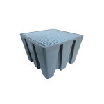 Plast'up bac de r�tention en pehd gris + caillebotis acier ? 130 x 130 x 90 cm