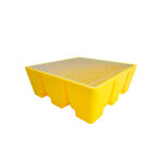 Plast'up bac de rtention en pehd jaune avec caillebotis acier ? 129 x 129 x 47 cm