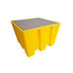 Plast'up bac de rtention en pehd jaune + caillebotis acier ? 130 x 130 x 90 cm