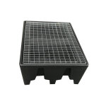 Plast'up palette de r�tention en pehd gris + caillebotis acier ? 125 x 85 x 40 cm