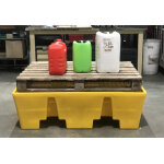 Plast'up palette de rtention en pehd jaune + caillebotis acier ? 125 x 85 x 40 cm