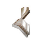 Rampe � fuseaux en h�tre pour escalier double quart tournant levigne