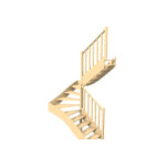 Rampe  fuseaux en sapin pour escalier double quart tournant levigne