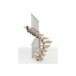 Rintal escalier double quart tournant en bois et acier knock ? 12 marches
