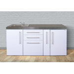 Stengel kitchenette 180 cm sans frigo en m�tal blanc avec �vier - mp180a