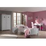 Vipack chambre enfant complte : lit, chevet, bureau, armoire 2 portes - amori