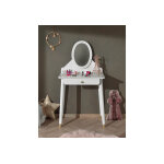 Vipack coiffeuse blanche avec miroir et finitions dores - 70 x 40 x 128, 5 cm
