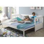 Vipack lit banquette extensible en bois 2 places 180 x 200 cm pino - blanc