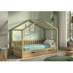 Vipack lit cabane en bois de chne massif 90 x 200 cm + tiroir ? nature