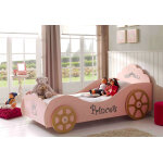 Vipack lit pour enfant en bois 90 x 200 cm carrosse rose princesse