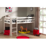 Vipack lit enfant en bois 90 x 200 cm mezzanine h114 cm pino - blanc