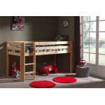 Vipack lit enfant en bois 90 x 200 cm mezzanine h114 cm pino - naturel