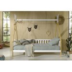 Vipack lit enfant en bois de pin tipi + sommier et barri�res 90 x 200 cm