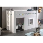 Vipack lit enfant mezzanine cabane en bois blanc noah 90 x 200 cm