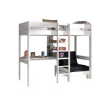 Vipack lit mezzanine en bois 1 place avec bureau et fauteuil 90 x 200 cm pino