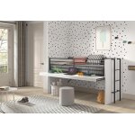 Vipack lit mi - hauteur enfant 90 x 200 cm avec bureau coulissant sam - blanc
