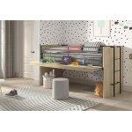Vipack lit mi - hauteur enfant 90 x 200 cm avec bureau coulissant sam - ch�ne