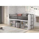 Vipack lit mi - hauteur pour enfant en bois 90 x 200 cm avec bibliothque sam