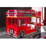 Vipack lit superpos enfant bus london 90 x 200 cm en bois + led