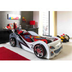 Vipack lit voiture blanche en bois pour enfant 90 x 200 cm brab brab