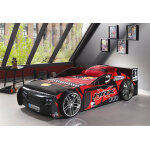 Vipack lit voiture noir en bois pour enfant 90 x 200 cm mrx