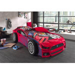 Vipack lit voiture rouge en bois pour enfant 90 x 200 cm panther power