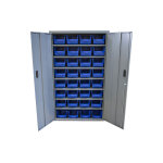 Viso armoire de rangement acier 2 portes + 32 bacs bleus 10l 400x960x1600