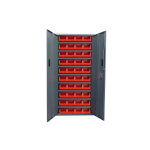 Viso armoire de rangement acier 2 portes + 40 bacs rouges 4l 260x760x1600
