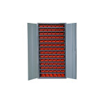 Viso armoire de rangement acier 2 portes + 84 bacs rouges 1l 260x760x1600