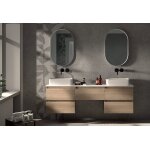 Visobath ensemble de meubles de salle de bain en bois + double vasque et miroir