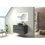 Visobath meuble de salle de bain en bois + vasque et miroir led 70w