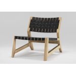 Wewood fauteuil de salon en bois massif et cuir odhin ? 80 x 63 x 65 cm