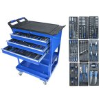 Work men servante d'atelier en m�tal 3 tiroirs 2 �tag�res avec accessoires et outils