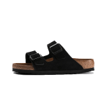 Birkenstock arizona suede leather soft footbed black