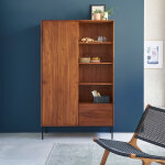 Armoire 1 porte et niches en teck massif et pieds m�tal