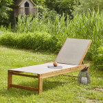 Bain de soleil en acacia massif et textil�ne