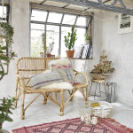Banquette en rotin naturel vintage