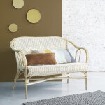 Banquette en rotin naturel vintage